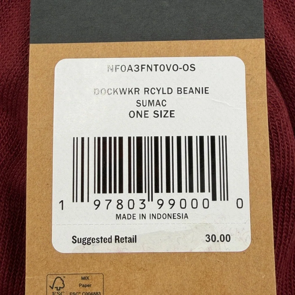 The North Face Dockworker Beanie Unisex OS Sumac Recycled NF0A3FNT *NEW*